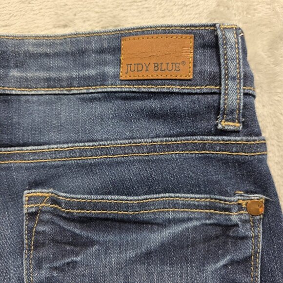 Judy Blue Jeans Womens 5 27 Blue Distressed Relaxed Fit Frayed Hem Stretch Denim - Picture 4 of 12